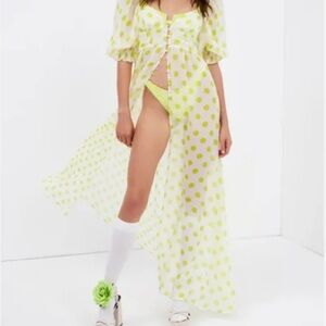 For Love And Lemons Yellow Polka Dot Maxi Dress